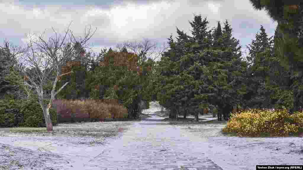 На алеях парку – тонкий шар снігу