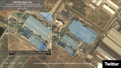 تصویری که یک موسسه اسرائيلی از تاسیسات تولید سانتریفیوژ در کرج قبل و بعد از حمله منتشر کرد