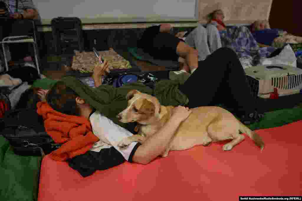 During prolonged nighttime air raid alerts, entire families sleep here.