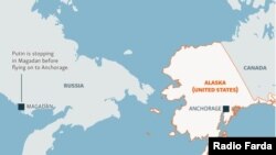 Путін зупинився у Магадані дорогою до Анкориджа на Алясці, де має розпочатися його зустріч із президентом США Дональдом Трампом на авіабазі Елмендорф. Відстань польоту з Магадана становить приблизно 3150 кілометрів.