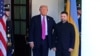 US President Donald Trump welcomes Ukrainian President Volodymyr Zelensky as he arrives for a meeting at the White House in Washington, DC, on October 17, 2025.