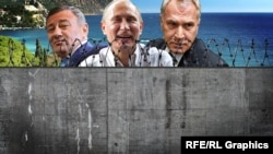 Фотоколаж «Друзі Путіна у Криму»: бізнесмен Аркадій Ротенберг (л), президент Росії Володимир Путін (с) та бізнесмен Юрій Ковальчук (п)