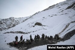 Emerald miners in the Mikeni Valley of Panjshir Province.