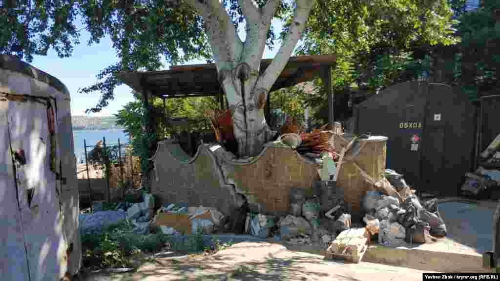 Кам'яний паркан не витримав потужного натиску старої тополі