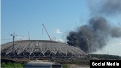 Пожар на стадионе "Самара Арена" в августе 2017 года