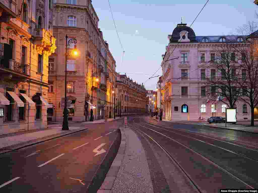 Empty streets in Prague's tourist area. The Czech Republic currently has reported 396 cases of coronavirus but no deaths from the disease. 