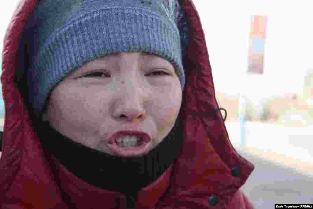 One Zhanaozen resident, Sandugash Amanzholova, says that she could not find her husband, who was detained by police on December 16.  