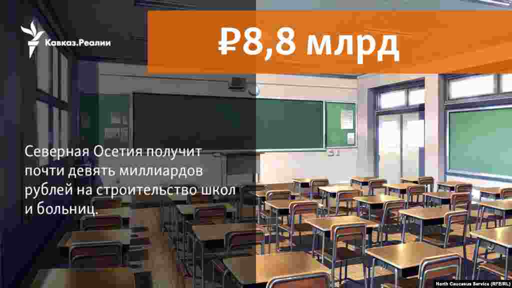08.01.2018 // Северная Осетия получит в 2018 году из федерального центра 8,8 млрд рублей на строительство школ и больниц