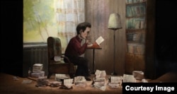 Писатель за столом - кадр из фильма "Ненаписанная пьеса"